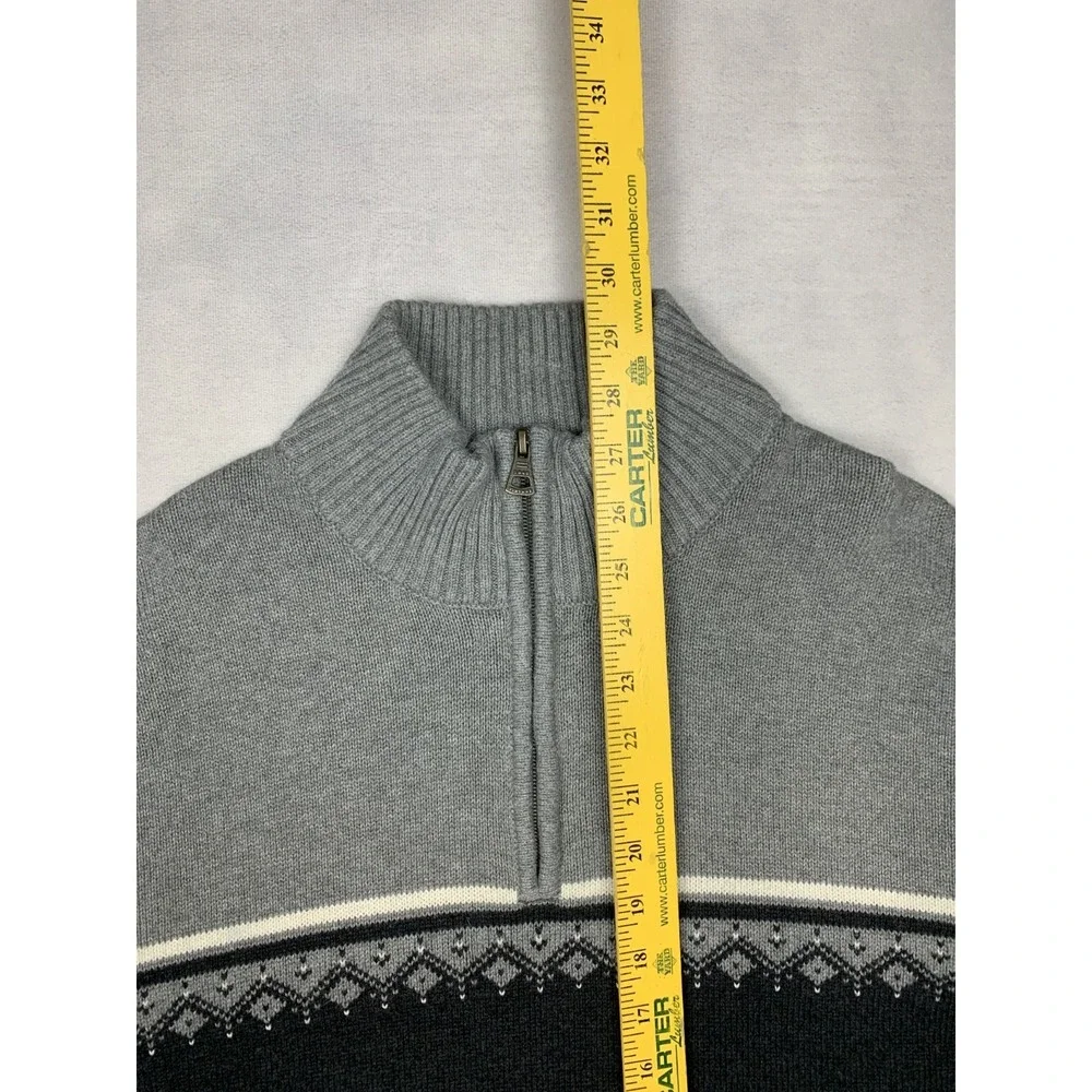 Weatherproof Vintage Sweater‎ Mens XL Gray 1/4 Zip Cotton Nordic Pattern
